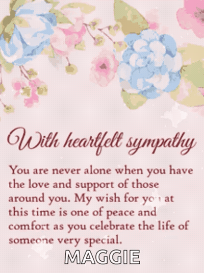 Card With Flowers With Heartfelt Sympathy GIF