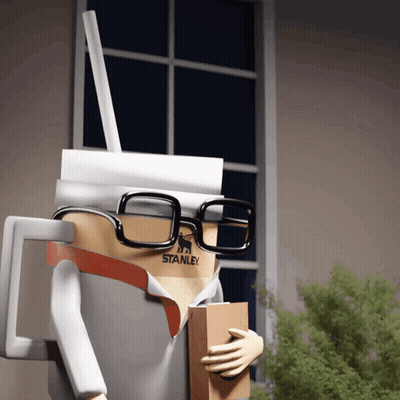 Cardboard Box Man With Glasses And Stanley GIF