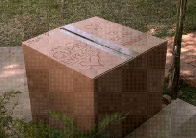 Cardboard Box With Cupid Express GIF