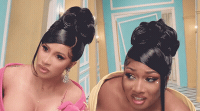 Cardi B And Megan Thee Stallion Posing GIF