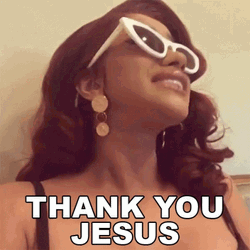Cardi B Shouting Thank You Jesus GIF