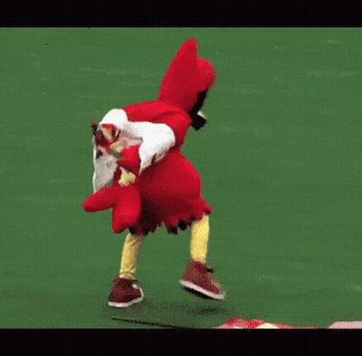 Cardinal Mascot Running On Field GIF