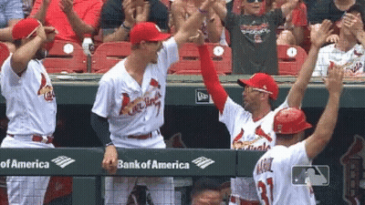 Cardinals Baseball Players High Fiving GIF