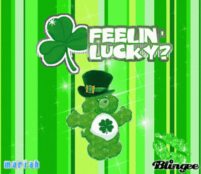 Care Bear In Top Hat With Clover Saying Feelin Lucky GIF