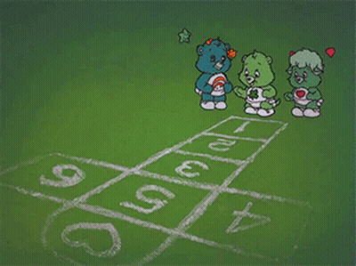 Care Bears Playing Hopscotch On Field GIF