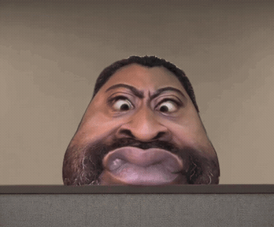 Caricature Man With Beard Behind Sign Saying Damn GIF
