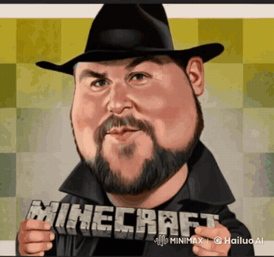 Caricature Of Man With Beard Holding Minecraft Sign GIF