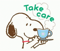 Caring Snoopy Offering Coffee GIF