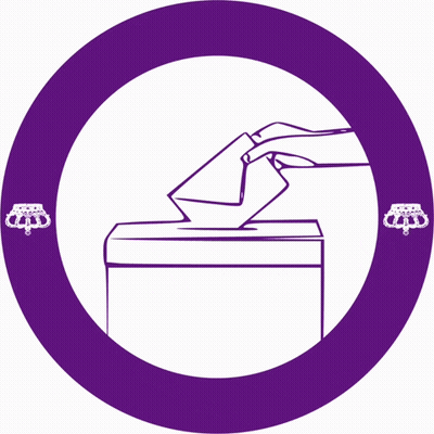 Carl Den Siste Gustaf Avskaffa Monarkin Logo With A Hand Putting A Ballot Into A Box GIF