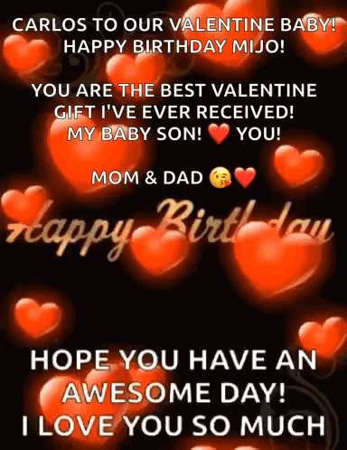 Carlos To Our Valentine Baby Happy Birthday Mijo You Are The Best Valentine Gift I 'Ve Ever Received GIF