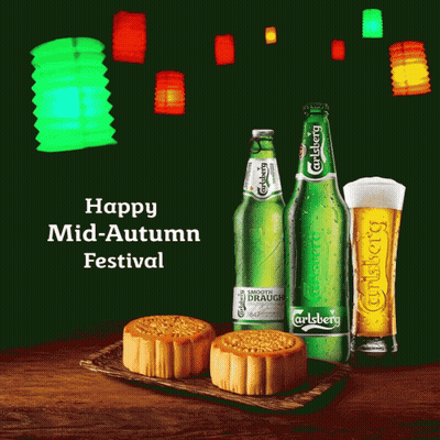 Carlsberg Beer Bottle Next To Glass GIF