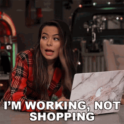 Carly Shay I'm Working Not Shopping GIF
