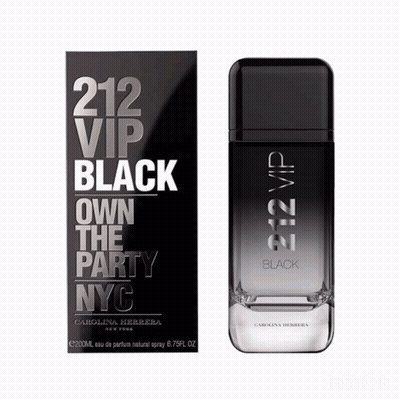 Carolina Herrera 212 VIP Black Cologne Bottle And Box GIF