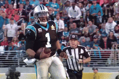 Carolina Panthers Player Running With Football While Referee Watches GIF
