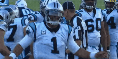Carolina Panthers Players Around Referee In 30 Jersey GIF