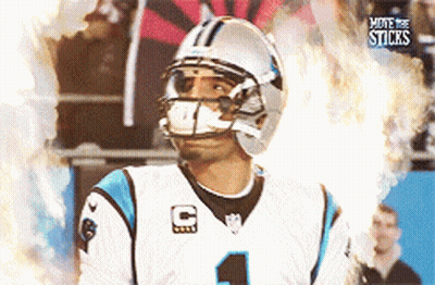 Carolina Panthers Quarterback Cam Newton Is Surrounded By Flames During A Game GIF