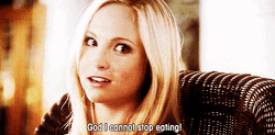 Caroline Forbes Can't Stop Eating GIF