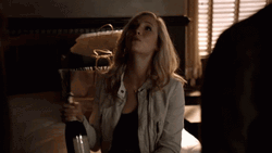 Caroline Forbes Drinking Wine GIF