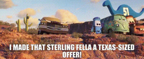 Cars Character Sterling Making Texas Sized Offer GIF
