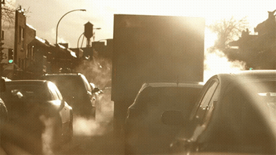 Cars Driving With Exhaust Smoke GIF