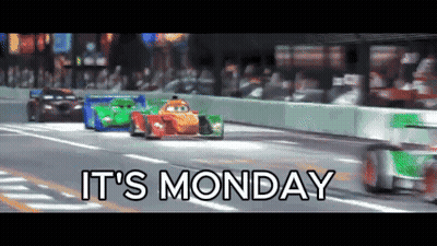 Cars Racing On Race Track It's Monday GIF