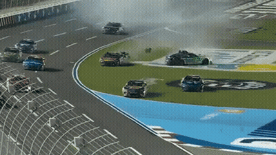 Cars Racing On Track With Ford Sticker GIF