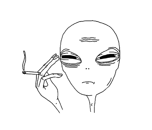 Cartoon Alien Smoking Cigarette Sticker