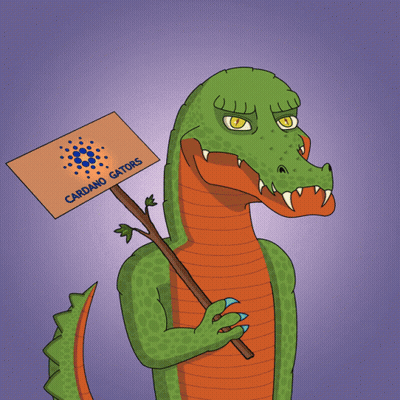 Cartoon Alligator Holding Cardano Gators Sign GIF