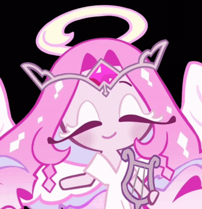 Cartoon Angel With Harp And Tiara GIF