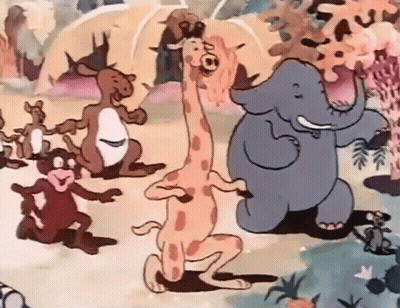 Cartoon Animals Dancing Giraffe And Elephant GIF