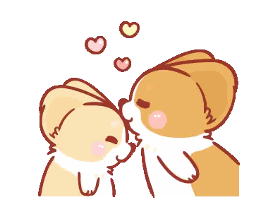 Cartoon Animals Kissing With Floating Hearts Sticker