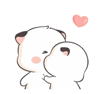 Cartoon Animals Kissing With Heart Sticker