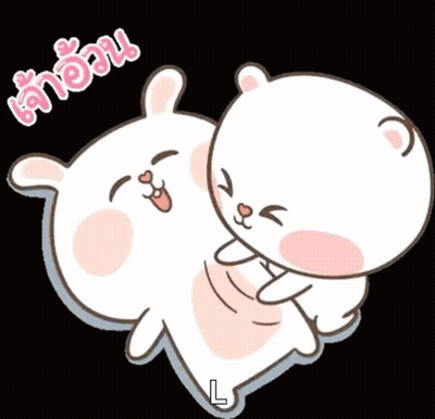 Cartoon Animals Laying On Top Of Each Other With Letter L GIF