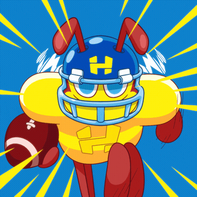 Cartoon Ant In Football Helmet Holding Football GIF