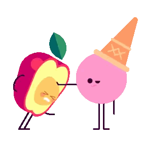 Cartoon Apple And Ice Cream Cone With X Sticker