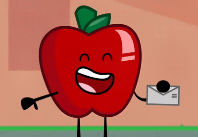 Cartoon Apple Holding Envelope Smiling GIF