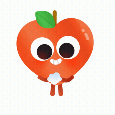 Cartoon Apple With Big Eyes And Arms GIF