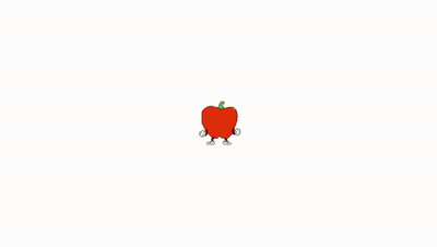 Cartoon Apple With Blue Eyes And Black Letter D GIF