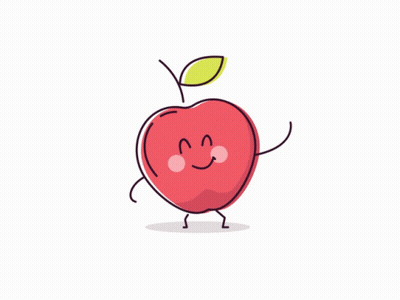 Cartoon Apple With Face And Arms GIF