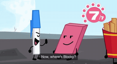 Cartoon Asking Where Blocky In Fries Bucket GIF