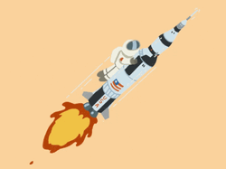 Cartoon Astronaut Riding Rocket GIF