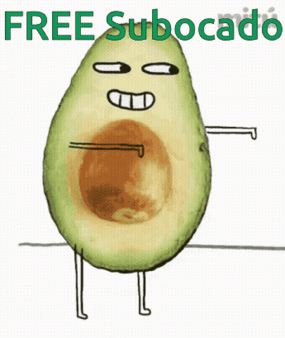 Cartoon Avocado Saying Free Subocado GIF