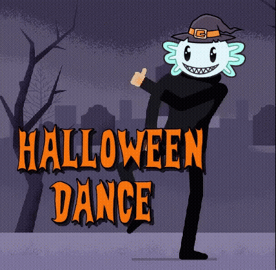 Cartoon Axolotl In Witch Hat Thumbs Up Halloween Dance GIF