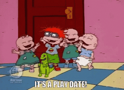 Cartoon Babies Laughing On Checkered Floor GIF