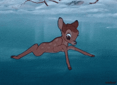 Cartoon Baby Deer Swimming GIF