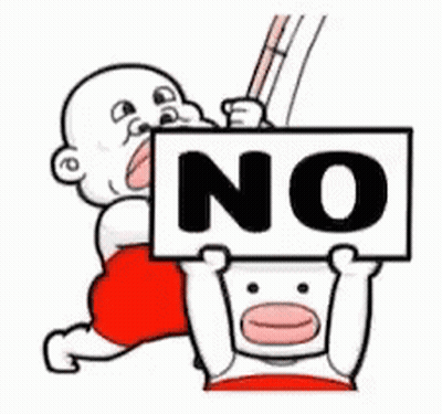 Cartoon Baby Holding Sign Saying No GIF