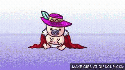 Cartoon Baby In Purple Hat And Red Cape GIF