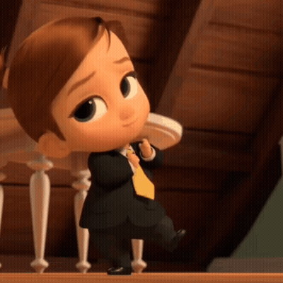 Cartoon Baby In Suit Walking Down Stairs GIF