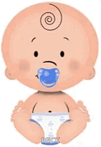 Cartoon Baby With Pacifier Sitting Down GIF