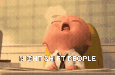 Cartoon Baby Yawning Night Shift People GIF